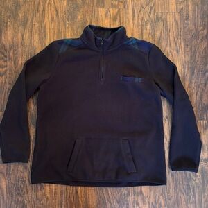 Brooks Brothers Women’s Xl Black Fleece Pullover with Plaid Accents